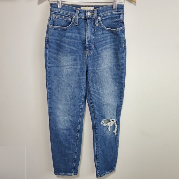 MADEWELL The MomJean Mom Jeans Distressed Hi-Rise Tapered Stretch Women 24 x 26" - Picture 2 of 14